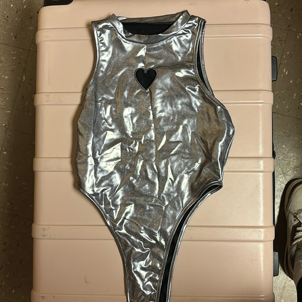Silver body suit